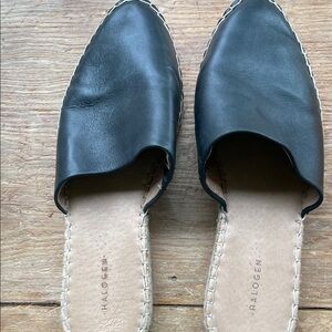 Halogen Black Leather Mules